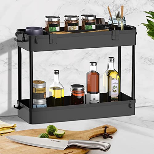 SPACELEAD Slim Storage Cart 3 Tier,Bathroom Organizer Rolling Utility,Mobile Shelving Unit Slide Out for Office, Kitchen, Laundry Room & Narrow Places,Black - color: Black