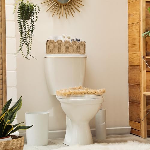 Storage Basket Wicker Baskets for Organizing Toilet Paper Storage Basket for Toilet Tank Top,Beige - color: Beige