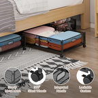 Gawerk Under Bed Storage with Wheels, Foldable Metal Mesh Underbed Storage Container Bins, Tool-free Assembly Clothes Drawer Organizer,2Pack - color: Black