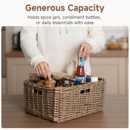 StorageWorks Pantry Baskets, Willow Storage Baskets for Organizing, Shelves, Pantry Organizers and Storage, Brown, 16 ½"L x 13"W x 7 ½"H - color: Willow(Brown), size: 16 ½"L x 13"W x 7 ½"H