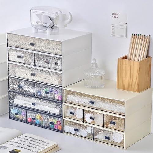 Desk Drawer Organizer, Stackable Office Supplies Desk Organizer, Plastic Plastic Storage Drawer, Desk Grocery Organizer For Stationery/Office Supplies (New White, 2 compartments) - color: New White, size: 2drawers