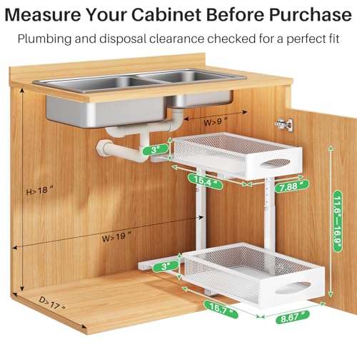 Under Sink Organizer, 2 Tier Pull out Cabinet Organizer Baskets with Mesh Sliding Drawers, Slide out Storage Shelf for Home, Kitchen, Bathroom, Pantry, Office Cabinet(1 Pack, White) - color: White, size: 1 Pack