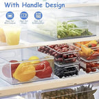 6 Pack Refrigerator Organizer Bins,3 Sizes Stackable Clear Pantry Storage with Handles for Fridge, Freezer, Shelves, Drawer, Snack Organizer for Home & Kitchen - size: 6 Pack