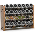 NESAPTO Spice Rack Organizer for Cabinet, Wooden 4 Tier Vertical Seasoning Organizers for Kitchen Pantry, Countertop/Wall Mount, Holds 28 Spice Jars (No Jars Included), 14" W × 9.4" H - size: Holds 28 Jars, 14"W × 9.4"H