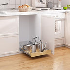 Sikarou Pull Out Cabinet Organizer,Heavy-Duty Slide Out Shelf, Wood And Wire Basket, Pull Out Drawer for for Kitchen Under Sink Space, Pantry, Bathroom (23 * 21 WM) - size: 1-TIE 23*21 WM
