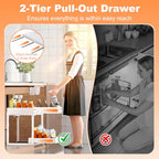 Upgrade 1 Pack Expandable Under Sink Organizers and Storage, 2 Tier Metal Pull Out Cabinet Organizer with 3 Slide Rails, Adjustable Height Slide Out Under Sink Drawers for Kitchen Bathroom Pantry - size: 1 Pack 15”-25”