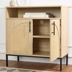 Best Choice Products Rattan Sideboard Buffet Cabinet, Entryway Table, Accent Storage Cabinet, Console Table for Hallway, Living Room, Dining Room - Natural - color: Arched Rattan, Natural