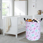 KUNRO Kids Laundry Hamper Clothes Gift Basket Storage Laundry Baskets Organizer Bin with Handles for Nursery Room (Purple Butterfly) - color: Purple-Butterfly
