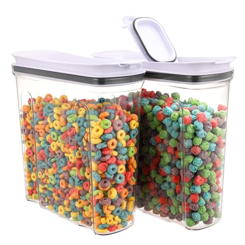 FreshKeeper Cereal Containers Storage Set, Airtight Food Storage Container with Lid 4L/135.2oz, 2PCS BPA-FREE Plastic Pantry Organization Canisters for Rice Cereal Flour Sugar Dry Food in Kitchen - color: 2PACK-4L