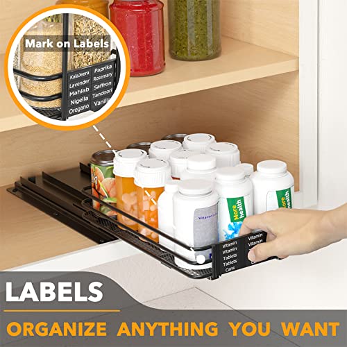 SpaceAid Pull Out Spice Rack Organizer for Cabinet, Heavy Duty Slide Out Seasoning Kitchen Organizer, Cabinet Organizer, with Labels and Chalk Marker, 6.5" W x10.75 D x2.5 H, 1 Drawer 1-Tier - style: 6.5" W, 1-Tier