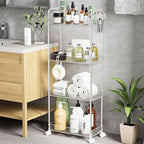 SPACEKEEPER Acrylic Rolling Storage Cart 4 Tier Clear Bathroom Cart Organizer, Transparency Rolling Utility Cart Laundry Room Organization Multifunction Mobile Shelving Unit for Office, Living Room - size: 4 Tier