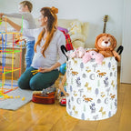 19.7 Inch Round Laundry Hamper Cute Animal Pattern Laundry Basket Fabric Storage Hamper Organization Bin, Toy Box,Gift Basket with Handles for Room - color: F-RT02548