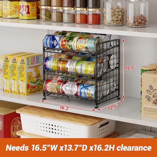 JKsmart 3-Tier Stackable Can Organizer, Storage Can Rack for Kitchen Pantry Cabinet, Holds Up to 72 Cans, Multifunctional Can Dispenser for Snacks Soda - color: Black-2 pack, size: 3 Tier