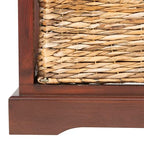 SAFAVIEH Home Collection – Halle Cherry Storage Side Table with Wicker Baskets, Farmhouse Accent Storage, Fully Assembled (AMH5738C) - color: Cherry
