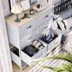 YITAHOME 8 Drawers Dresser - Fabric Storage Tower, Organizer Unit for Bedroom, Living Room & Closets - Sturdy Steel Frame, Easy Pull Fabric Bins & Wooden Top - color: Light Grey(new 2025)