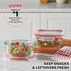 Pyrex Freshlock (7-Pack) Glass Food Storage Containers Set, (1, 2, 4 Cups) Airtight & Leakproof Plastic Locking Lids BPA-Free, Meal Prep Containers Set, Freezer Dishwasher Microwave Safe - size: 7 Pack