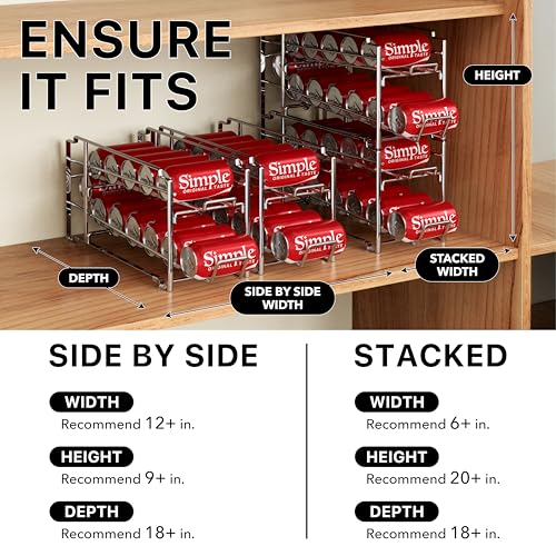 Simple Houseware Soda Can Organizer Stackable Rack Dispenser for Pantry/Refrigerator, Chrome, 4 Pack - color: Chrome