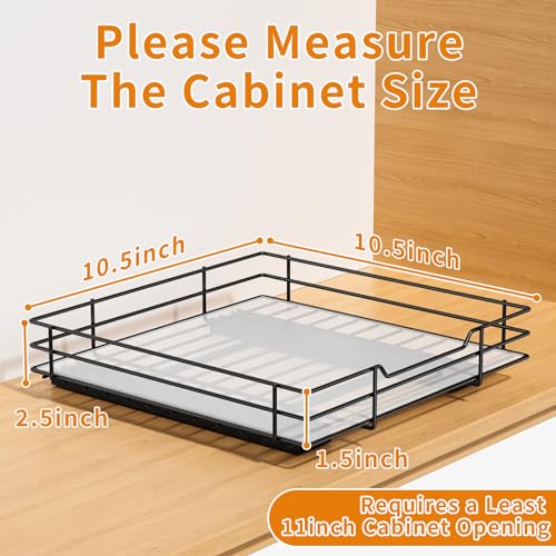 RCHYFEED Pull Out Spice Rack Organizer for Cabinet,Slide out Spice Organization for Inside Cabinets,Heavy Duty Seasoning Organizer Fits Kitchen and Pantry,Sauces,Canned (10.5''Wx10.5''Dx2.5''H) - size: 1 Tier-10.5''Wx10.5''Dx2.5''H
