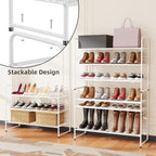 SUFAUY 3 Tier 33" Wide White Metal Shoe Rack for Closet, Stackable - color: White, size: 3 Tier