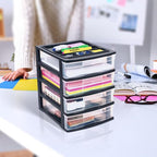 Gracious Living 4-Drawer Desktop and Countertop Storage Organizer Drawer Set, Plastic Office Desk Organizer, Black/Clear