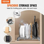 VEVOR Pan and Pot Rack, Expandable Pull Out Under Cabinet Organizer, Cookie Sheet Baking Pans tray Organization, Adjustable Wire Dividers, Steel Lid Holder for Kitchen Cabinet & Pantry Storage, 11.7"W - size: 10 inch, style: Single Tier
