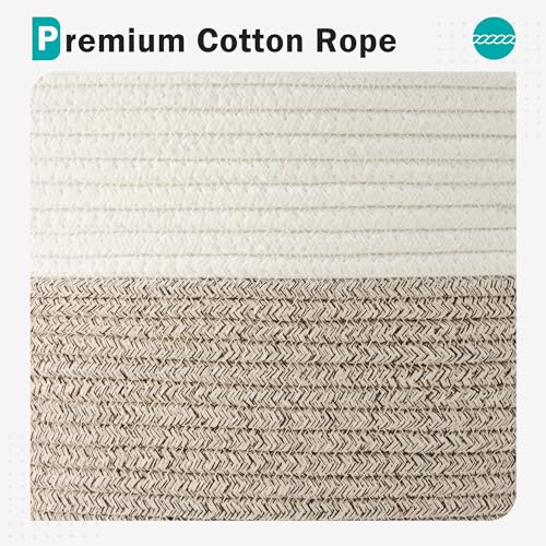 Cotton Rope Laundry Basket by YOUDENOVA, 72L Woven Collapsible Laundry Hamper, Clothes Hamper with Reinforced Handles in the Laundry Room, Bedroom, Bathroom, Brown - color: Brown, size: 72L