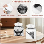 2 Pcs Tissue Box Cover Square,Funny Highland Cow Tissue Box Holder Leather Facial Paper Organizer Dispenser for Bathroom Kitchen Bedroom Night Stand Office Desk - color: Funny Highland Cow