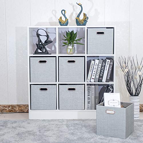 Posprica 3X Thicker Fabric Storage Cubes 13 inch Collapsible Storage Bins for Organization, Cubby Storage Baskets for Organizing Shelf Cabinet Bookcase Boxes, Set of 4, Sliver Grey - color: Silver Grey, size: 13×13×13/4pcs