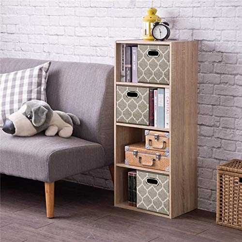 Decorative Storage Cubes 10.5 x10.5 x 11 Inch Brown Cuibcle Baskets LatticePattern Cloth Storage Cubes Bins Foldable Fabric Storage Boxes Inserts Cube Drawers for Organizer Closet,QY-SC08-6 - color: Cream Grey Brown (Set of 6)