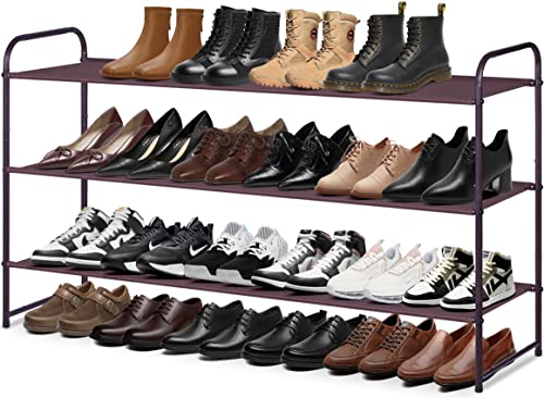 MISSLO Long 3 Tier Shoe Rack for Closet Shoe Organizer Storage Stackable Wide Shoe Shelf Holds 24 Pairs of Men Sneakers, Women Heels, Boots, Brown - color: Brown, size: 3 Tier