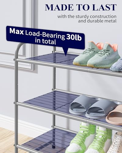 Kitsure Shoe Rack - Stainless Steel Shoe Organizer, Sturdy Shoe Rack for Closet and Front Door Entrance, Free Standing Shoe Shelf, Closet Organizers and Storage, 25.6" Wide - 3 Tier, Grey - color: Grey, size: 25.6" Wide - 3 Tier