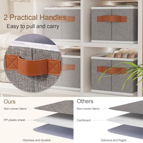 Fabric Storage Bin, Foldable Long Clothes Basket, 15 x 6 x 5 Inch Storage Box Container with Double Handles, Gray, 1-Pack - color: Grey, size: 1-Pack