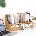 Foldable Desk File Holder Organizer Sturdy Cardboard Magazine Storage Box Document Rack with Blank Label Stickers for Home School Office (5, Brown) - color: Brown