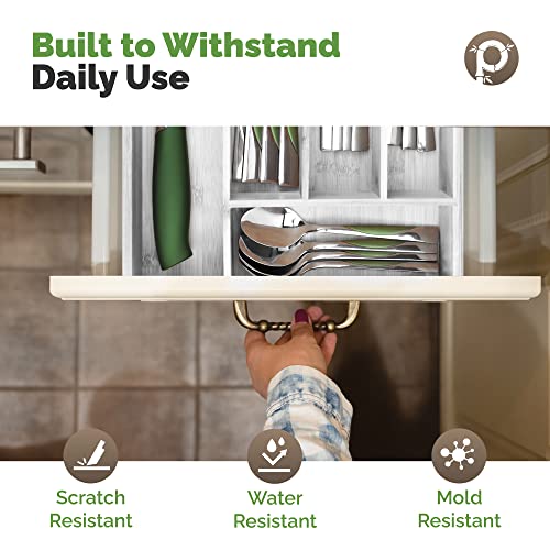 Pristine Bamboo Kitchen Drawer Organizer - Drawer Utensil Organizer and Cutlery Tray - Flatware and Silverware Holder (5-Slots, White) - color: White, size: 5 Slot