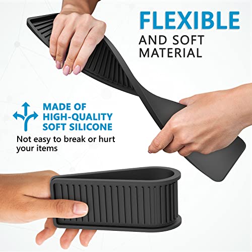 ZAPPOWARE Silicone Kitchen Sink Caddy Sponge Holder 17.7"x 4.33", Black - Bathroom Vanity Tray Organizer, Kitchen Soap Tray for Dish Scrubber, Soap Dispenser and Sponge - color: Black, size: 18" x 4.3" x 0.4"