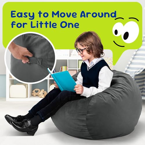 Hobestluk Bean Bag Chairs 2.5FT Bean Bag Chair with Memory Foam Filled & Machine Washable Cover,Beanbag Chair, Small Bean Bag Chairs for Playroom, Living Room, Bedroom - color: Grey, size: 2.5FT - 28.5" x 28.5" x 17.8"
