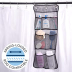 S&T INC. Shower Organizer, Shower Caddy or Bathroom Organizer with Quick Drying Mesh, 7 Pockets to Hold Shampoo, Soap, Loofah, and Cruise Ship Essentials, 14 Inch by 30 Inch, Black, 1 Pack - style: 1 Pack-Black