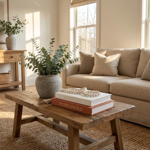 Aesthetic Faux Books for Home Decor (Set of 2) - Decorative Book Boxes with Hidden Storage - Ideal for Coffee Table, Living Room, Entryway & Bookshelf - Beige/Terracotta Linen - color: Beige-Terracotta