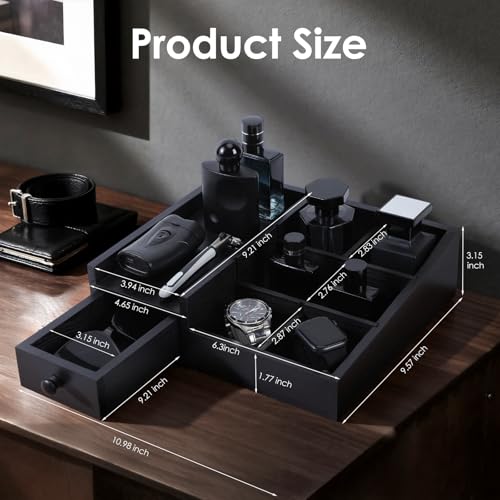 Cologne Organizer For Men,Perfume Organizer,Bathroom Organizers,Bathroom Counter,Perfume Stand,Cologne Stand,Cologne Tray,Dresser Top Organizers,Mens Room Decor,Gifts for Men - color: Black