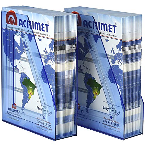 Acrimet Magazine File Holder Bin Storage, Vertical Rack for Documents, Folders and Mail, Durable Plastic Desk Organizer for Office & Home (Clear Blue Color) (2 Pack) - color: Clear Blue Color