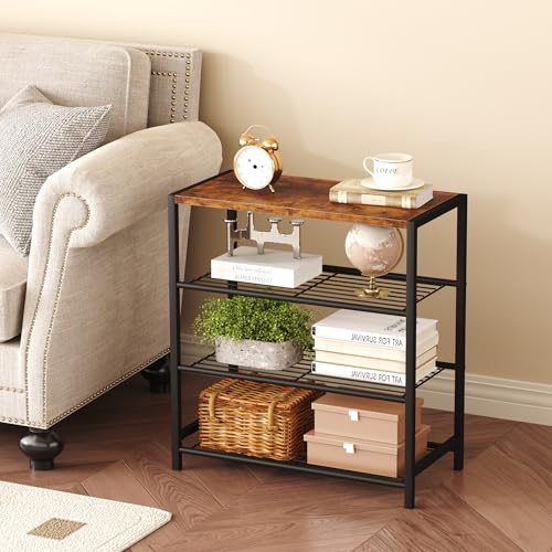 HOMEFORT 4-Tier Shoe Rack Organizer, Shoe Tower for Closet, Shoe Storage Shelf with MDF Top Board, Each Tier Fits 3 Pairs of Shoes, Entryway Shoes Organizer with Sturdy Metal Shelves, Rustic Brown - color: Rustic Brown, size: 4-Tier (11.8"D x 23.23"W x 24