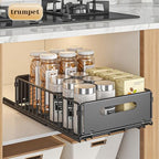 Pull Out Cabinet Organizer, Slide Out Cabinet Organizer Heavy-Duty Carbon Steel Expandable Drawer Adjustable Sliding Shelf Under Sink Rack Shelf for Kitchen Pantry Bathroom Closet - color: black small 2pcs