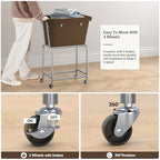 ELYKEN Rolling Laundry Hamper with Wheels, Laundry Cart with Removable Bag, Heavy Duty Metal Frame, 2-Tier Clothes Basket Hamper with Shelf for Closet, Bedroom, Bathroom, Laundry Room, Camel Brown - color: Camel Brown, size: 20.3"l X 15.9"w X 30.9"h
