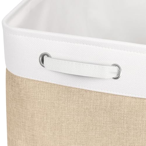 Kntiwiwo Foldable Storage Bin Collapsible Fabric Storage Basket Cube with Durable Handles Closet Organizer Bins for Organizing Shelves Drawers, Set of 3, 17" x 11.8" x 9.8", Beige - color: Beige, size: 17" x 11.8" x 9.8"