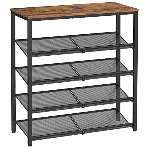 VASAGLE Shoe Rack for Entryway, 5-Tier Shoe Rack Organizer with Storage Shelves and Spacious Top, Freestanding, Adjustable, Industrial, Rustic Brown and Ink Black ULBS038B01 - color: Rustic Brown + Ink Black, size: 5 Tiers (29.5"W)