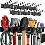 TIDYME Garage Wall Organizer | 96" Heavy-Duty Tool Storage Rack | Adjustable Double-Layer Hooks | 600 lbs Capacity | Carbon Steel Wall Mount Holder for Shovels, Rakes, Ladders & Power Tools - size: 96" (0 Shelves)