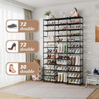 Ekisemio Shoe Rack Large Capacity 72 Pairs Tall Shoe Shelf, 3 Row 12 Tiers Sturdy Metal Shoe Organizer for Entryway, Closet, Bedroom, Black - size: 3 Row 12 Tiers