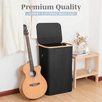 LONBET Laundry Basket with Lid, Made from Breathable Fabric | Aesthetic Clothes Hampers for Laundry with Side Handles & Sturdy Bamboo Frame (26 Gallons - Single, Black) - color: Black, style: 26 Gallons - Single