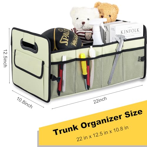 JiatuA Car Trunk Organizer, Car Organizers and Storage Collapsible Multi Compartment Container Box, Adjustable Car Accessories for SUV Sedan Truck, Standard Size, Light Green - color: Light Green, size: Standard