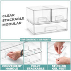 Sorbus Acrylic Storage Containers - 3 Pack, Stackable Storage Bins Set for Bathroom Organization - Clear Acrylic Drawer Organizers - Makeup Case Pull-Out Drawers (4.4’’ Tall and 12.1’’ Wide) - size: 3 Pack, 4.4’’ Tall and 12.1’’ Wide